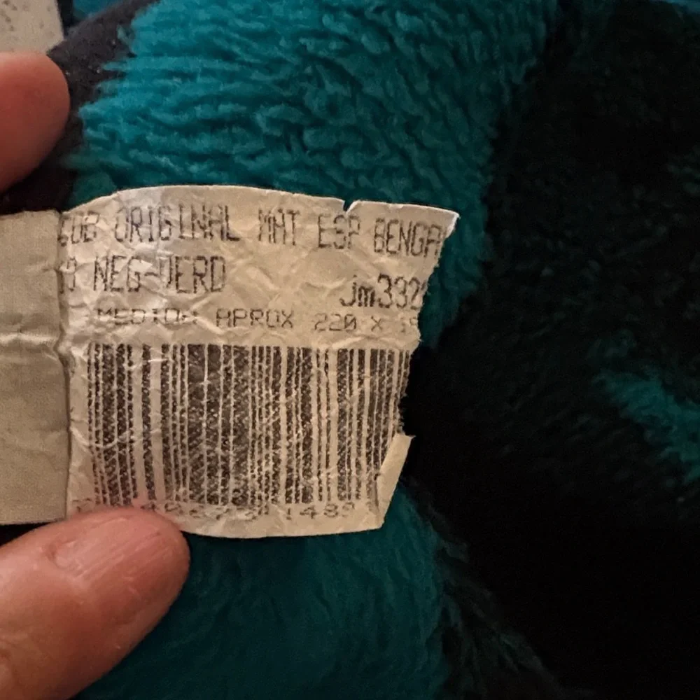 Vintage Gently Loved Reversible Lion Blanket Teal&Black By San Marcos